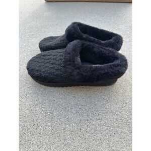 New Dearfoams Women's Black Cable Knit Slippers - Size L 9-10 - NWOB9-10